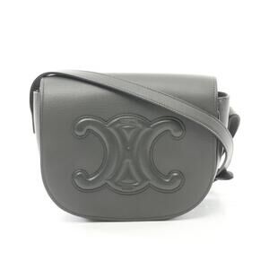 Celine Folco Cuir Triomphe Shoulder Bag Grey Leather